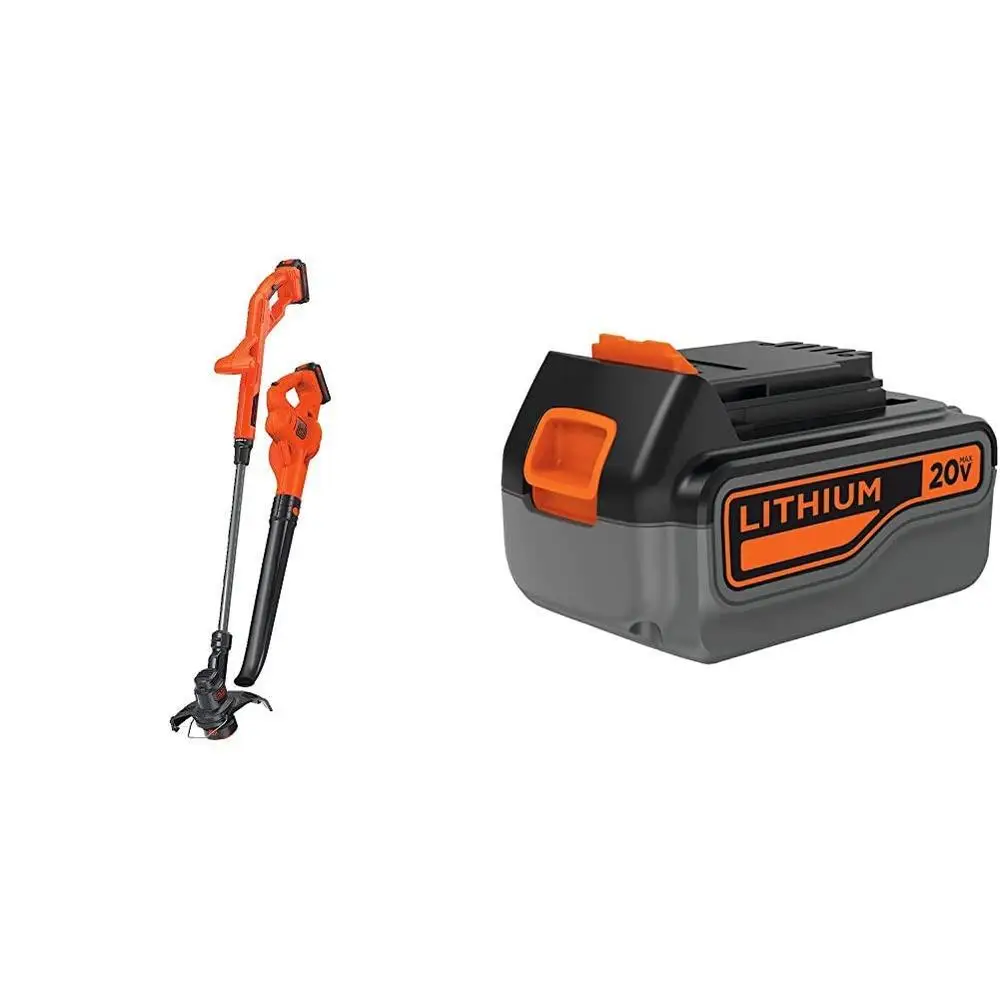 20V MAX String Trimmer/Edger & Sweeper Kit with Extra 4-Ah Lithium Ion Battery Pack Ideal Driveways Sidewalks Decks Automatic