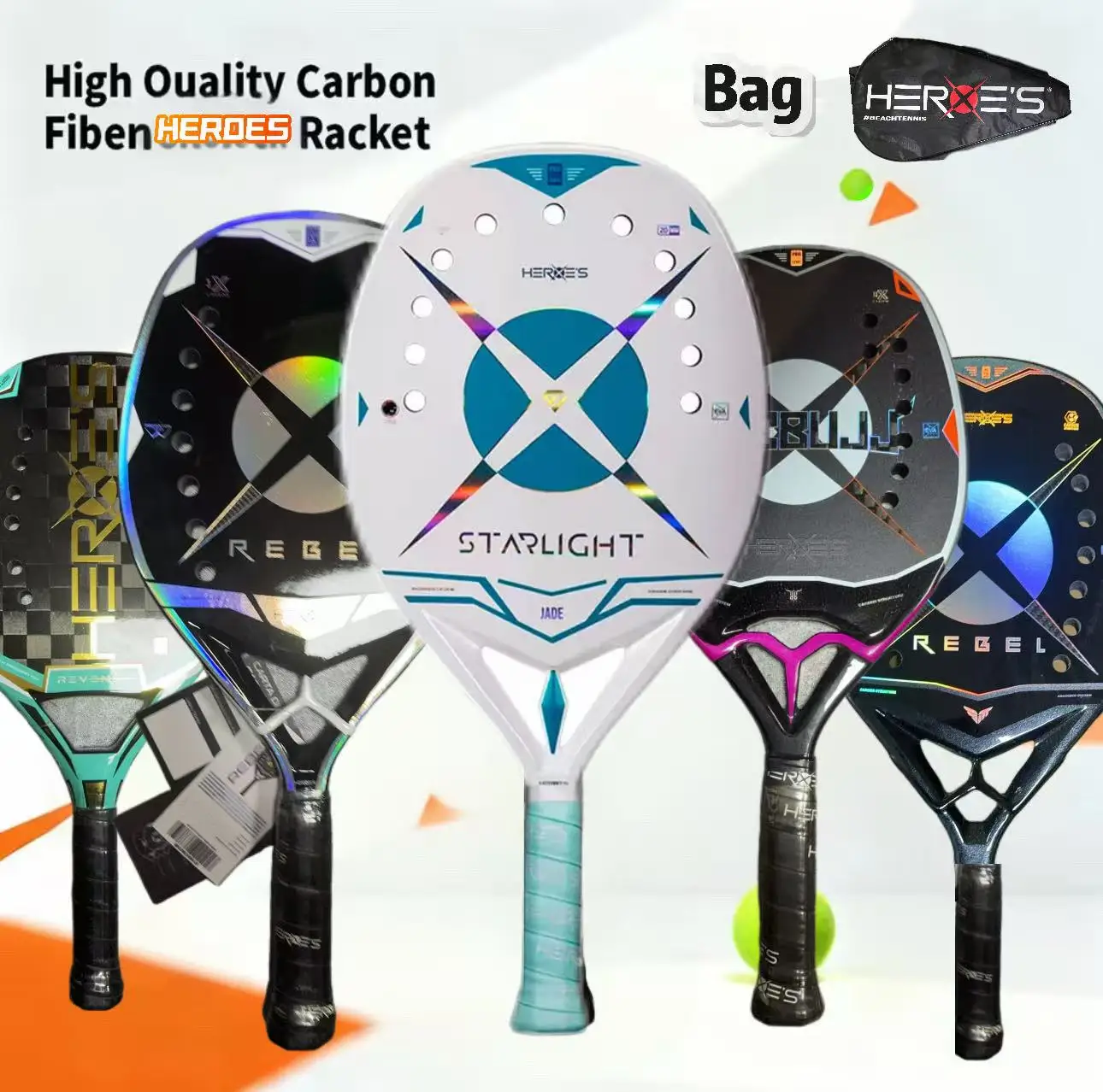 2026 Top Brand Heroes Beach Tennis Racket Power STARLIGHTTHE RUBY BULL REBEL REVENGE Full Carbon Fiber Racchette Beach Tennis
