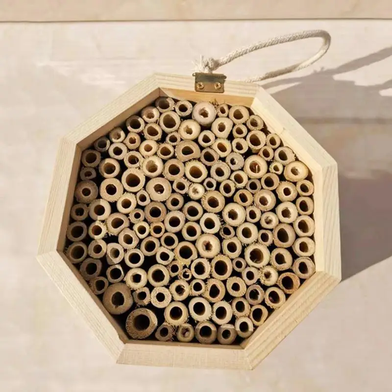 Bee Hive for Solitary Bees Garden Wooden Wax Coated Honeybee House Insect Hotel Outdoors Garden Supplies Garden Gifts