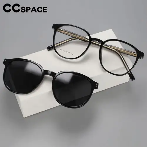 Imagen 2 del producto 56531 Monturas de gafas de protección contra luz azul con forma de ojo de gato, gafas de sol polarizadas para mujer, gafas de ordenador de moda con Clip magnético redondo