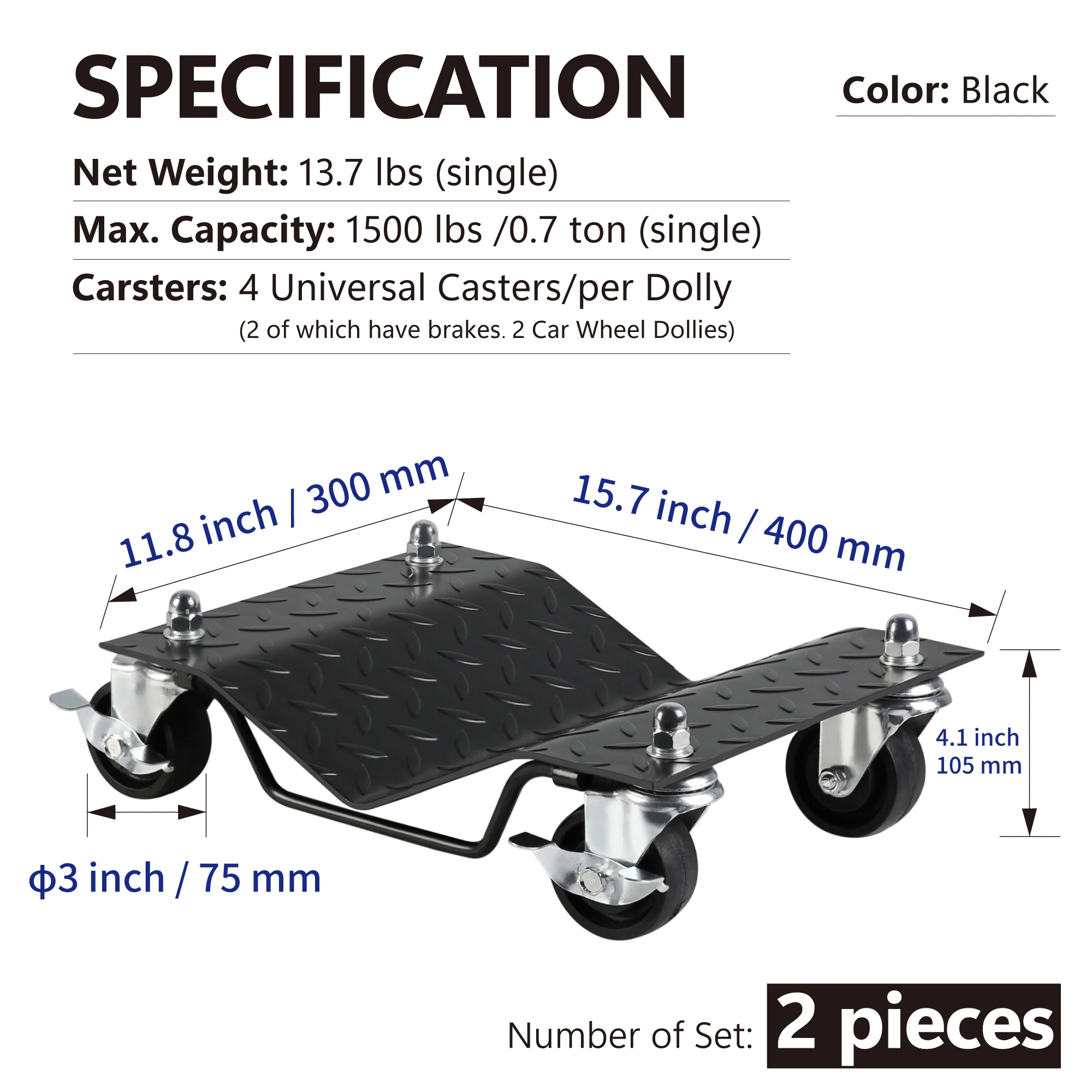 Car Wheel Dolly for Moving Car,Car Dollies Set of 2,Vehicle Dolly Heavy Duty for Motorcycles,Disabled Units,Trucks,Dirt Bike