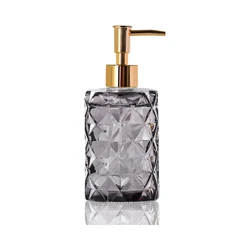 Glass Soap Dispenser, Crystal Refillable Wash Hand Liquid Clear Glass Bottle with Pump for Essential Oils, Lotions, Liquid Soaps
