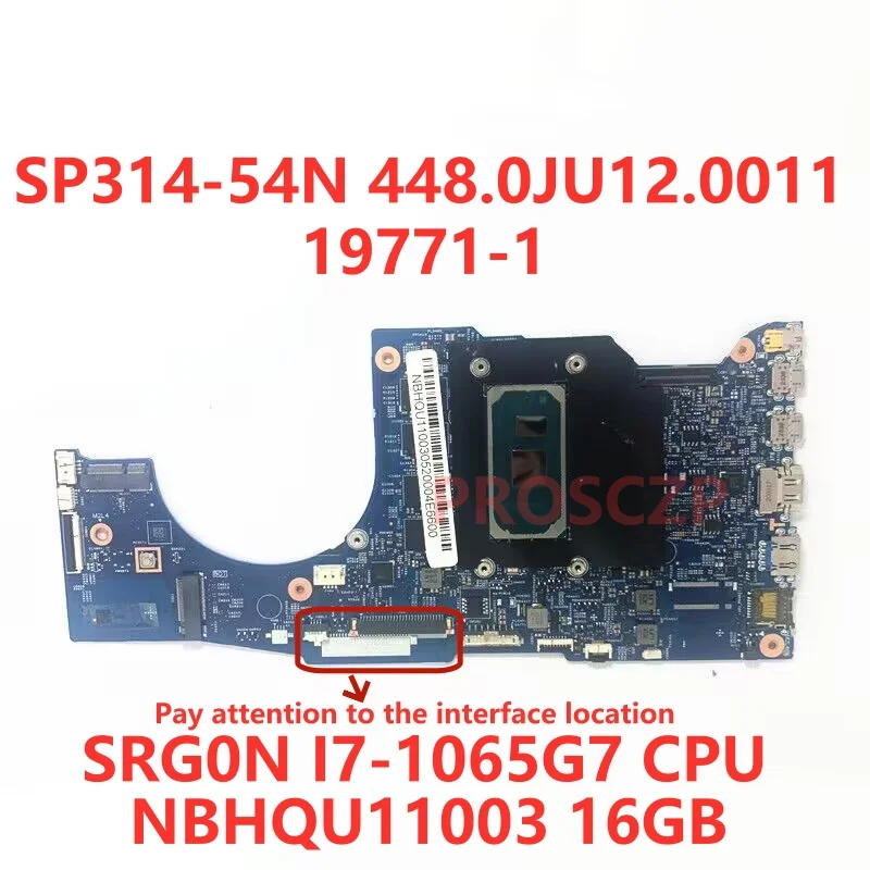 Imagem -04 - Placa-mãe do Portátil para Acer Spin 448.0ju12.0011 Sp31454n 197711 I5-1035g1 I5-1035g4 I7-1065g7 Cpu 8gb 16gb 100 Teste ok