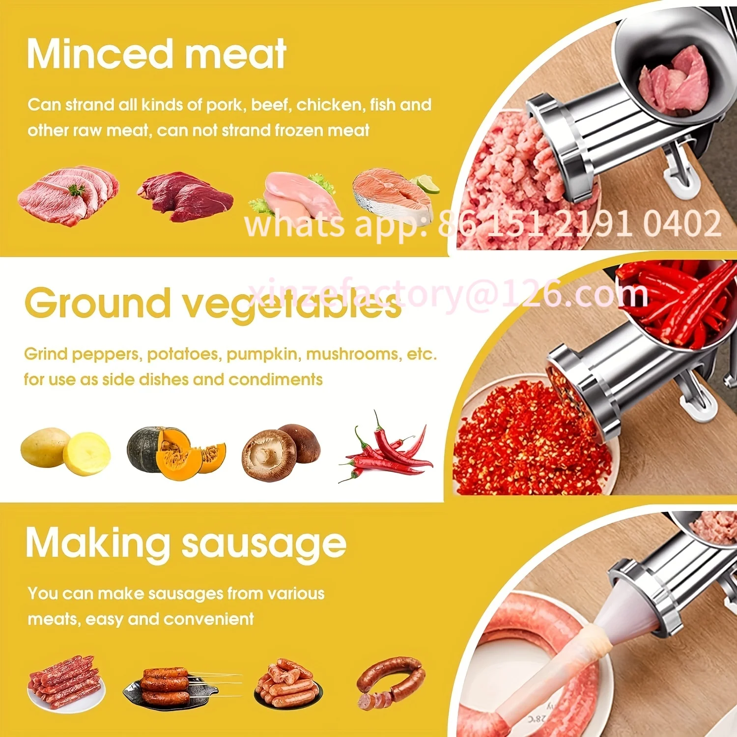 تخصيص 1 قطعة مفرمة اللحم اليدوية الفولاذ المقاوم للصدأ كرنك اليد منتج أغذية مع مشابك طاولة أداة مطبخ متعددة الأغراض لـ M