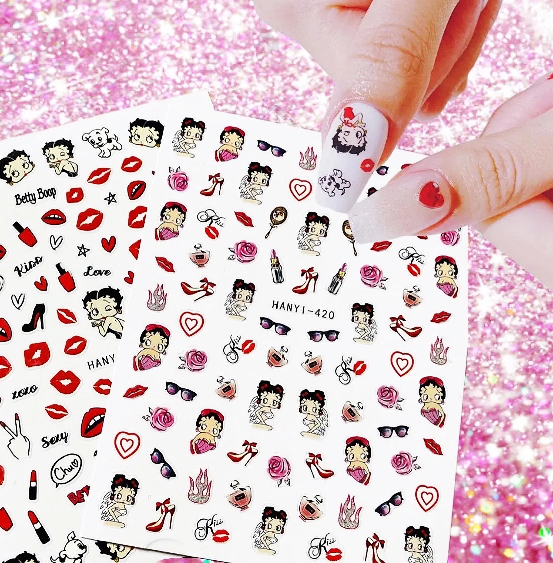 

Cartoon Girl Series 3D Back Glue Nail Sticker Decal Art Tool Ornament HL51