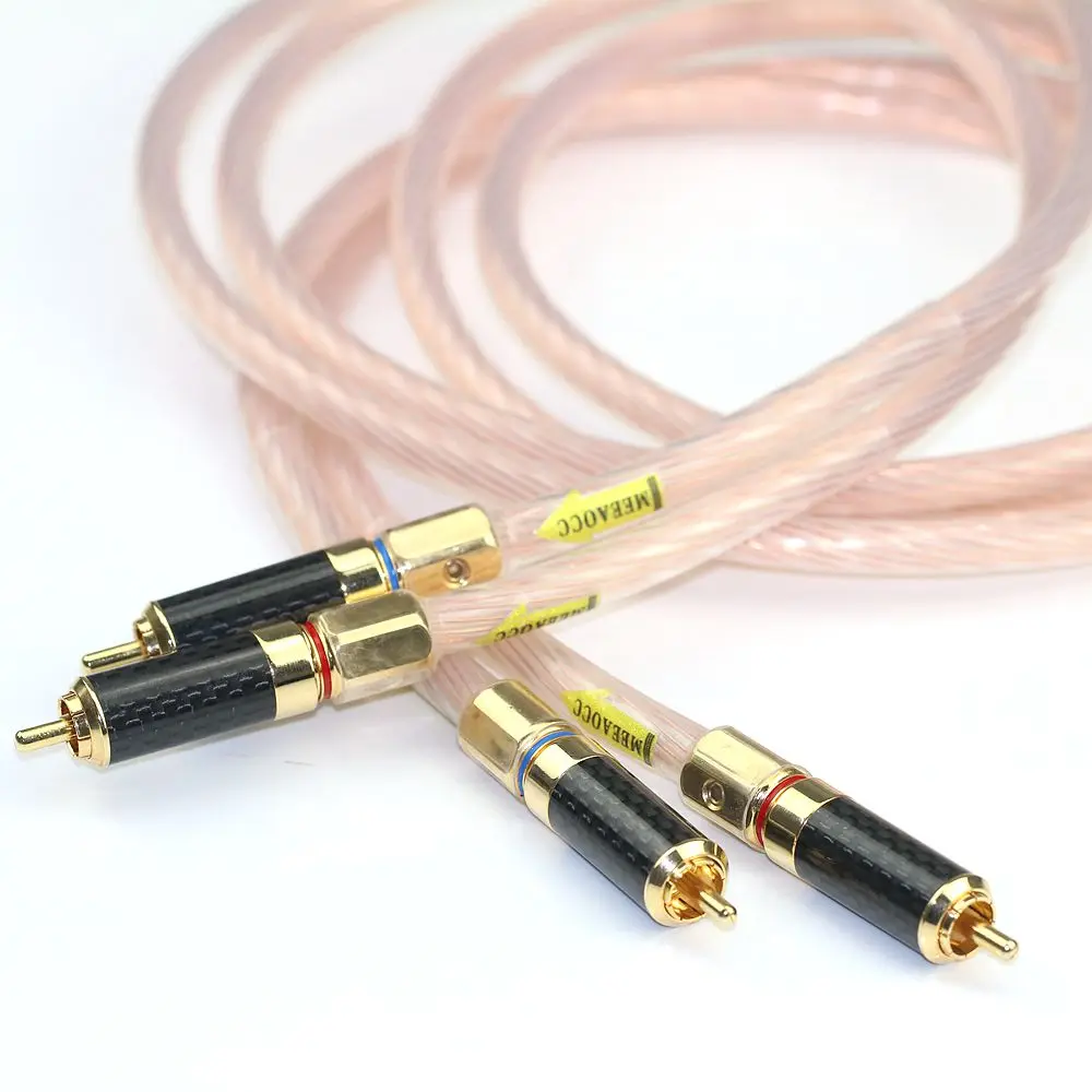 Neotech UPOCC 7N HiFi CD power amplifier Signal cable Double Lotus RCA Audio cable Carbon Fiber 24K gold plated RCA plug