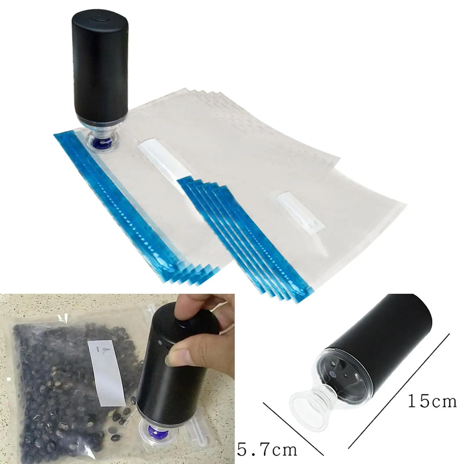 Máquina seladora a vácuo portátil multifuncional com preservação de sacos a vácuo reutilizáveis para alimentos