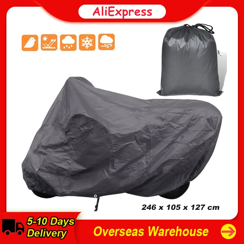 New Motorcycle Cover Polyester Rain Cover Waterproof Dustproof UV Protective Cover Coat Indoor Outdoor Motorbike Scooter Cover