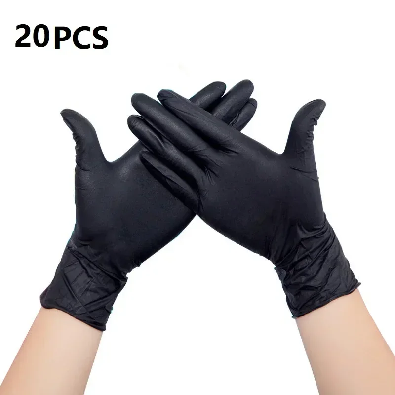 Guantes desechables de nitrilo de 20 piezas, guantes protectores de látex, guantes de cocina multifuncionales para limpieza del hogar y laboratorio