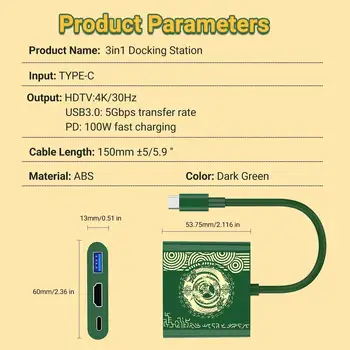 Herní dokovací stanice PD100W s podporou režimu TV Dock, USB-C na 4K HDTV Hub pro Steam Deck, telefon, iPad, notebook 10 nejlepší prodej dokovací stanice pro telefon - №2