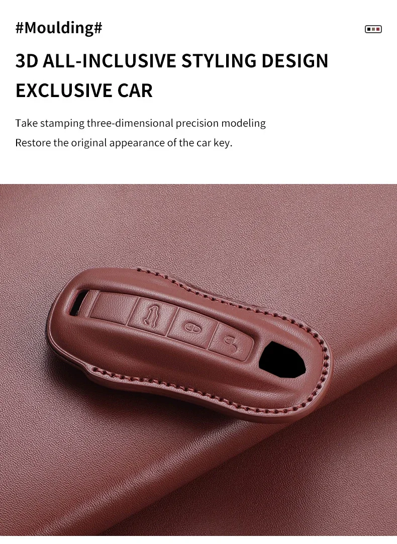 Top Layer Leder Auto Schlüssel etui Cover Shell für Porsche 718 Cayenne Panamera 911 Macan Taycan Cayman Boxster Autos chl üssel Zubehör – Detail 7