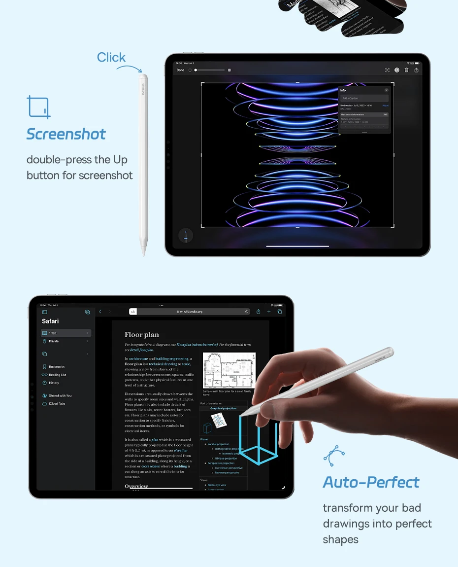 Baseus Stylus Stift Kabellose Aufladung für Apple Pencil Magnetische Anziehung für iPad Pro Air Mini Bluetooth 23h Akkulaufzeit Tablet-Stift – Detail 20