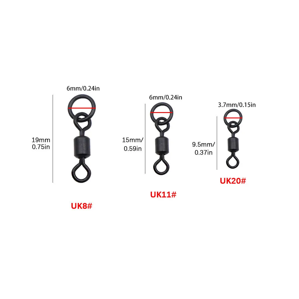 20 Stück Karpfenangeln Wirbel Runde Ring Hair Rig Wirbel UK20 # Für Karpfenhaken Pop Up Bait Boilie Connector Fischzubehör Tackle – Detail 2