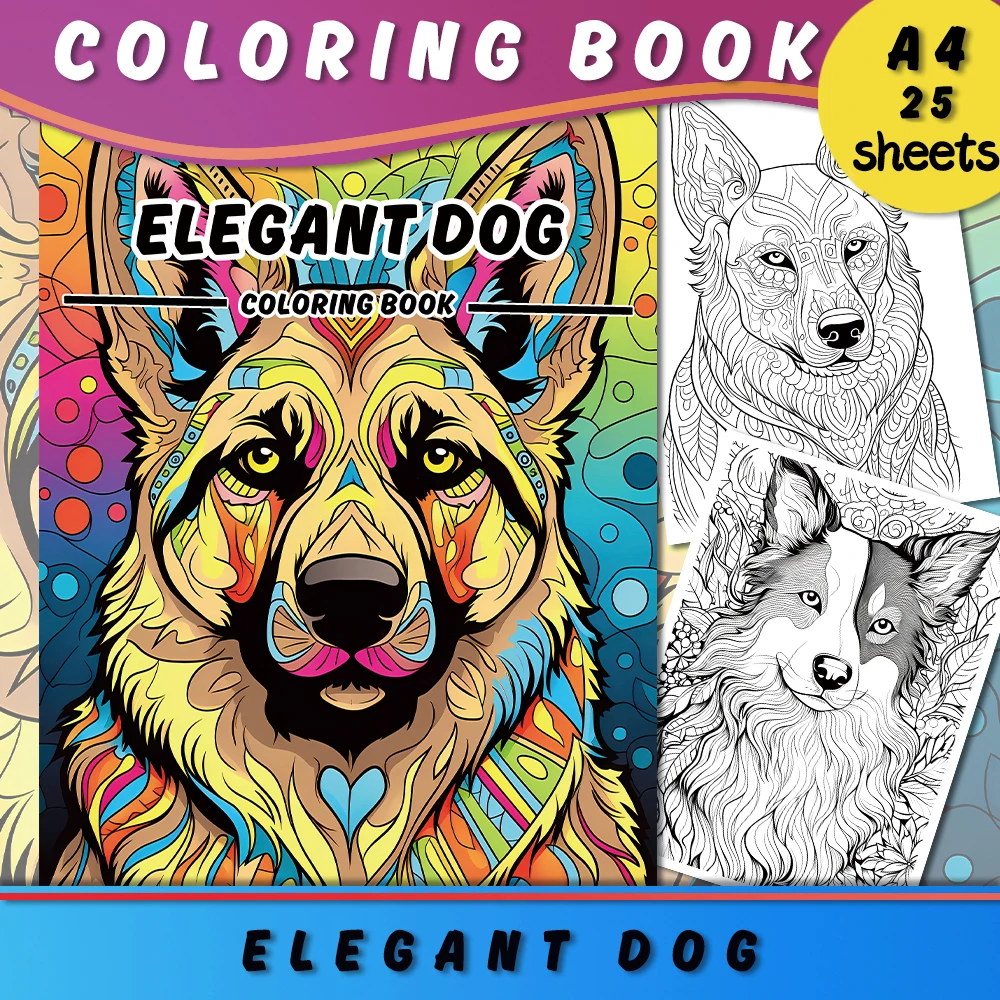1pc,A4 Teenagers Coloring Book,Animal Coloring Book,25 Different Patterns,100gsm Thick Paper,Stress Relief,Birthday Gift