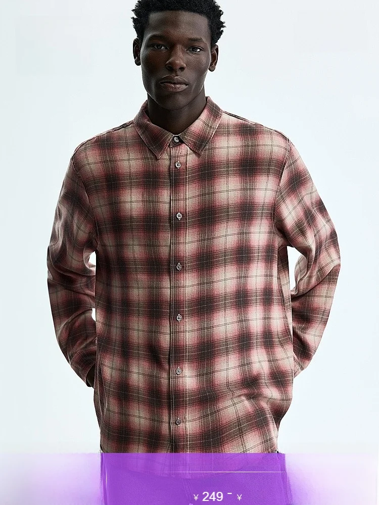 

H&M Men's Casual Shirt Standard Fit Long Sleeve Button up Summer New Arrival 100% Viscose Fiber Regular Length Open Cardigan