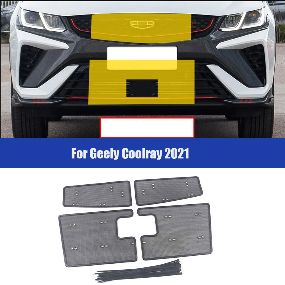 Stainless Car Front bumper Grille Insect proof net Screening Mesh Protection Covers Trim For Geely Coolray 2019 2020 2021