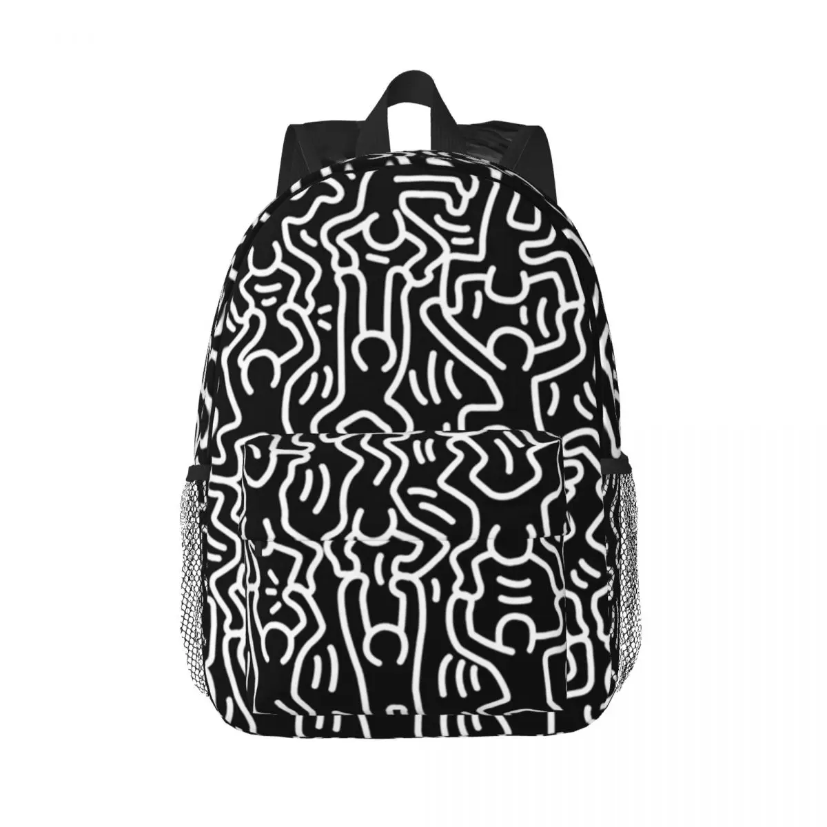 Graffiti personalizzati Haring zaini geometrici neri uomo donna Fashion Bookbag per College School dipinti divertenti borse d'arte