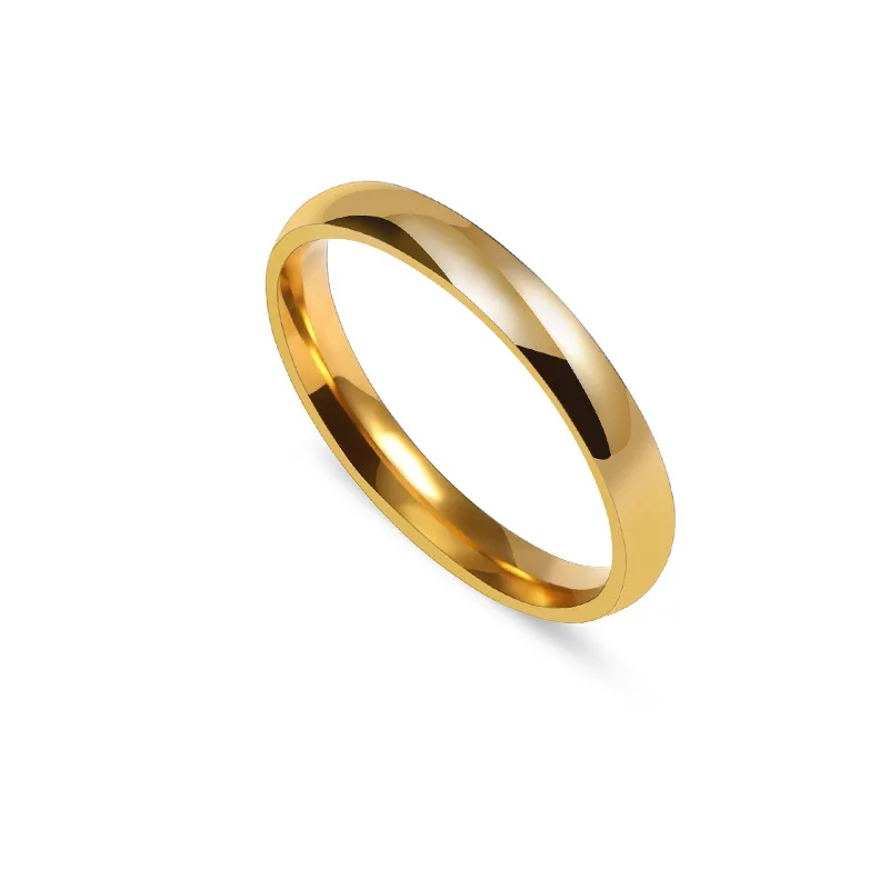 3mm Gold Color Smooth Light Stainless Steel finger rings for women wholesale