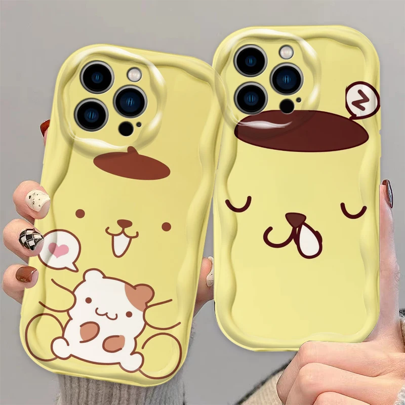 

Sanrio Pom Pom Purin For Apple iPhone 15 14 13 12 11 XS XR X Pro Max Plus Wave Oil Cover Phone Case