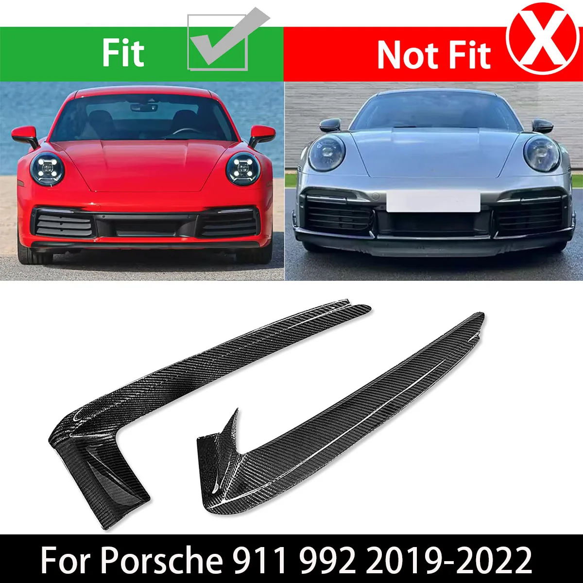 2 Pcs/Set Car Body Kit Carbon Fiber Front Fog Light Air Vent Trim Cover For Porsche 911 992 2019-2022 Car Accessories