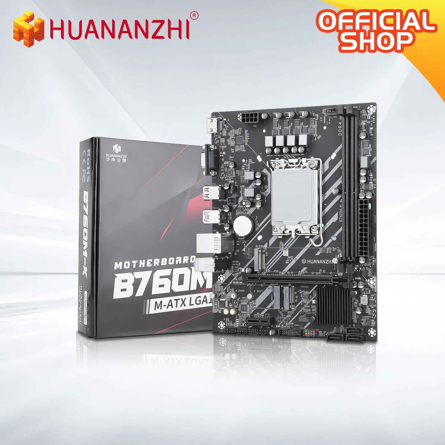 HUANANZHI B760M K M-ATX DDR4 마더보드 지원 12 13 14 Gen B760 Intel LGA 1700 CPU 12100F 12400F 12490F 12600F 12700F 13600F