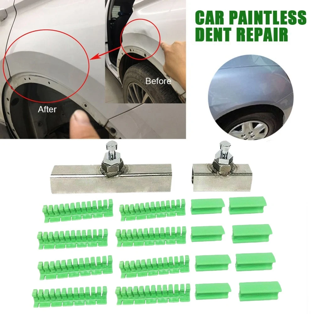 18X Paintless Dent Removal Puller Tabs Teeth Tools Kit with Glue Sticks for Dent Repair of Car Body Hail Damage