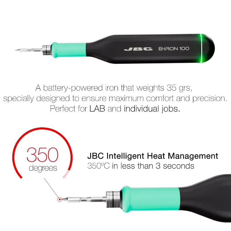 JBC B100-A alat presisi, solder listrik Digital Li-Ion tanpa kabel, cocok dengan ujung solder C210