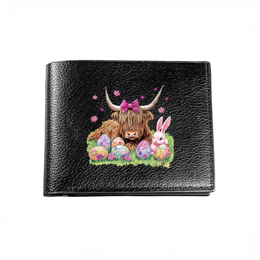 Men'S Fashion Easter - Мужской кошелек-картхолдер с рисунком шотландской коровы,