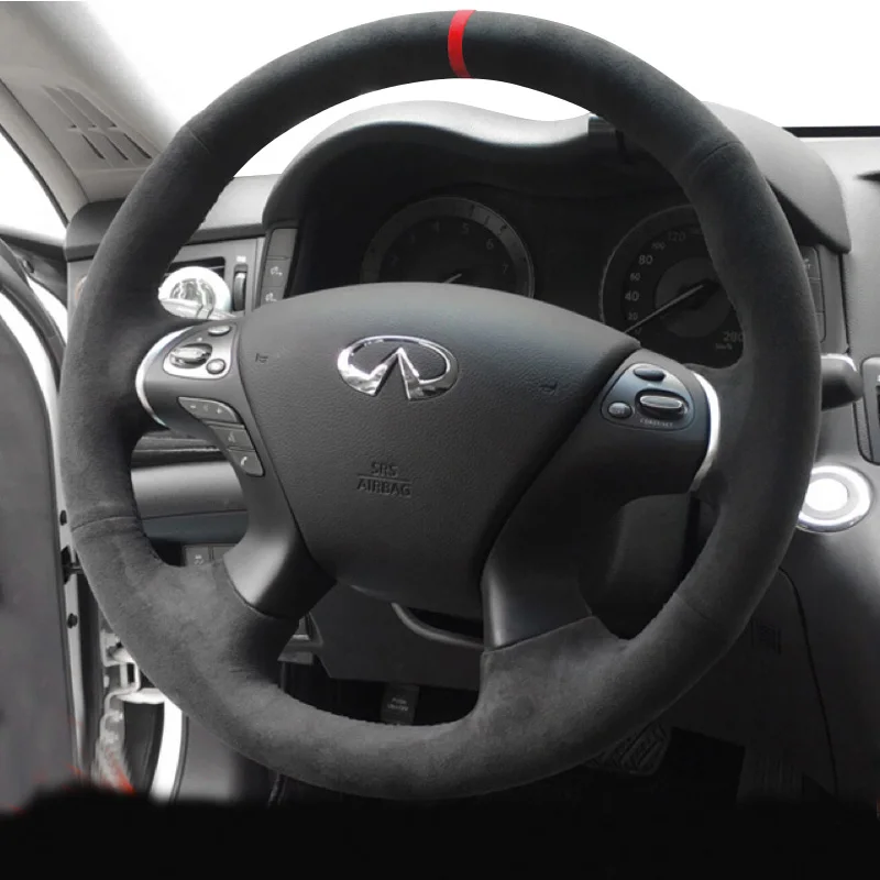 For Infiniti JX35 2013 M M25 M35 M37 M56 Q70 QX60 Non-Slip Hand sewn high-quality Suede Car Steering Wheel Cover