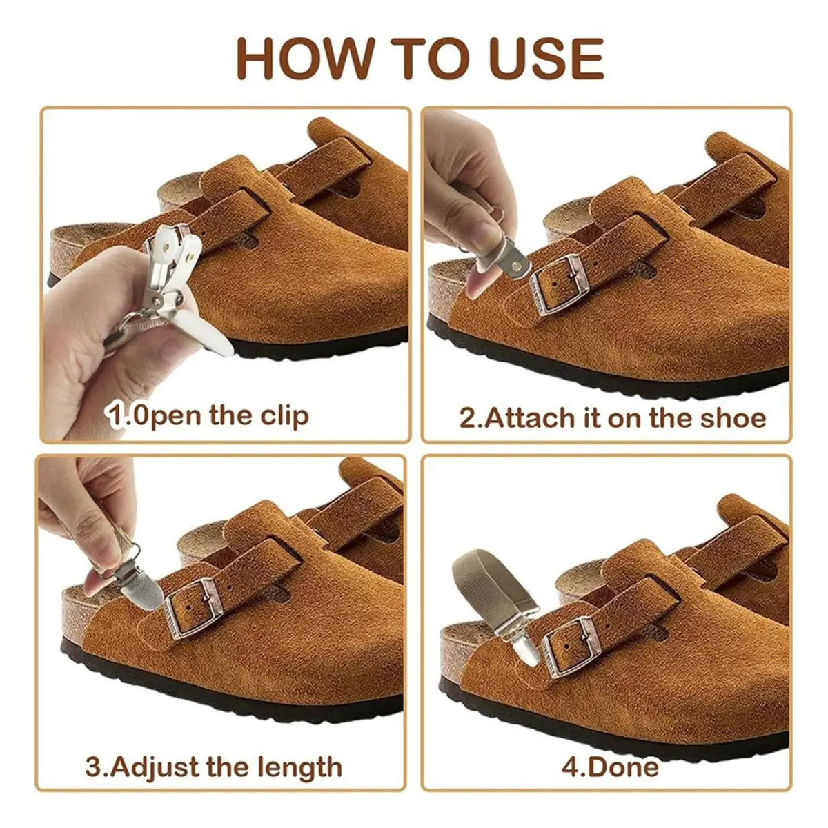 6 Pairs Elastic Shoe Straps,Adjustable Sandal Heel Straps Brown Anti-Loose Shoe Ankle Belt for Clogs Mule Footbed Cork