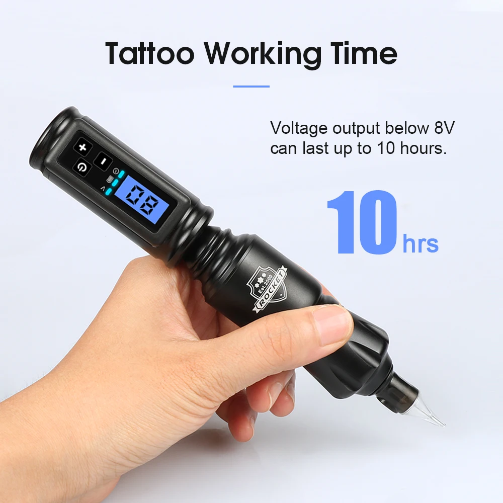 Mini Tattoo Power Supply Wireless Tattoo Power Source RCA/DC Jack Rotary Tattoo Machine Battery 1500mAh Digital Display Screen