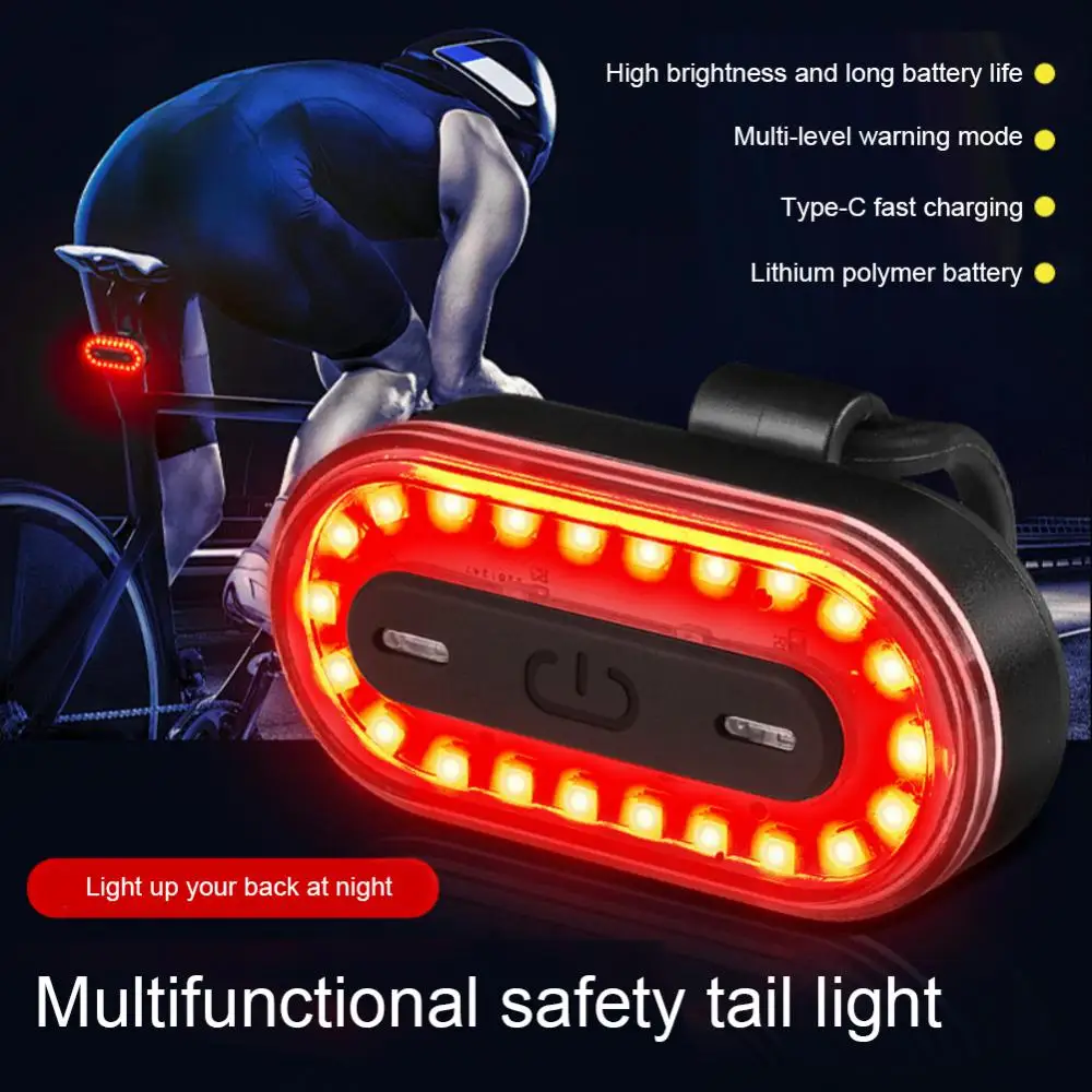 Riding Equipment Portable Back Buckle Rubber Waterproof Switch 14th Gear Mode Usb Charging Car Tail Light Colorful Tail Lamp