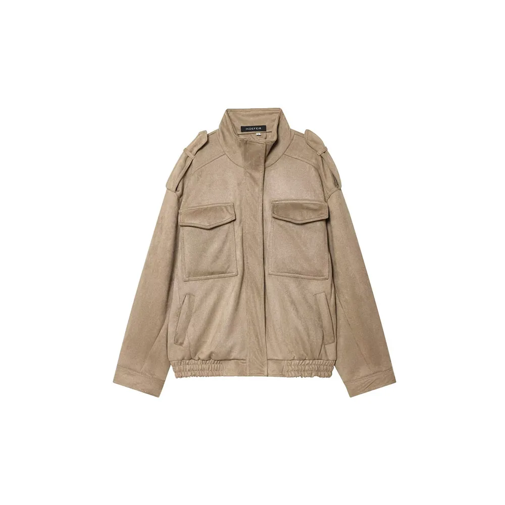 

Autumn New Women's Fashion Suede Texture Leather Jacket