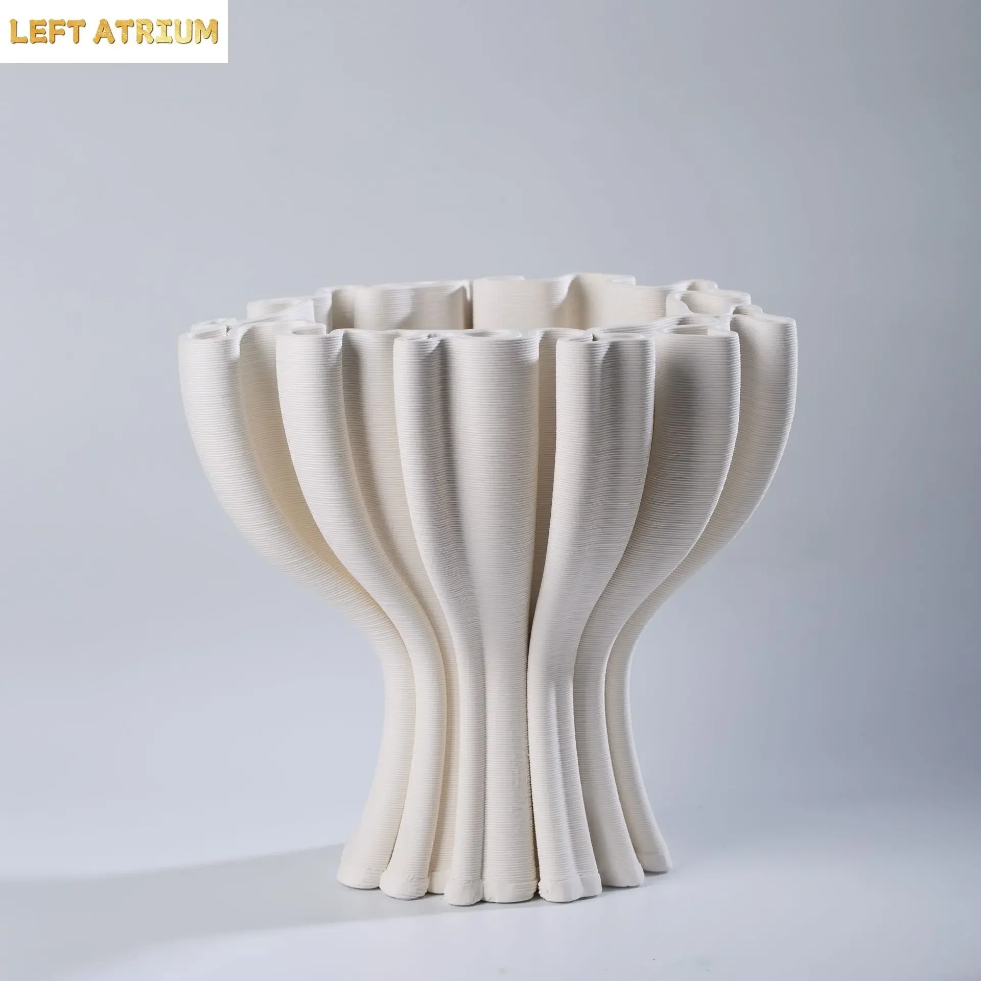 Three-dimensional Geometric Ceramic Crafts Fold Flower Pot Compote Abstract Ceramic Sculpture Home Decoration Accessories