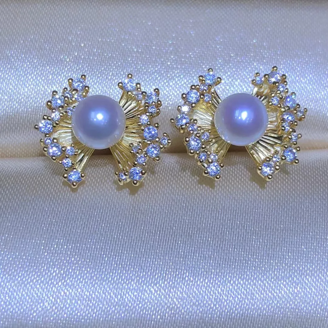 

Оптовая продажа, серьги из стерлингового серебра S925, фурнитура для крепления, базовые монтажные детали, аксессуар для жемчуга 5-6 мм, 5 пар/лот