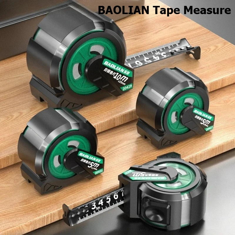 Baolian Tape Measure Self-locking Thickened Hardened Wear-resistant Steel Tape Measure Household Measuring Tool Portable Ruler