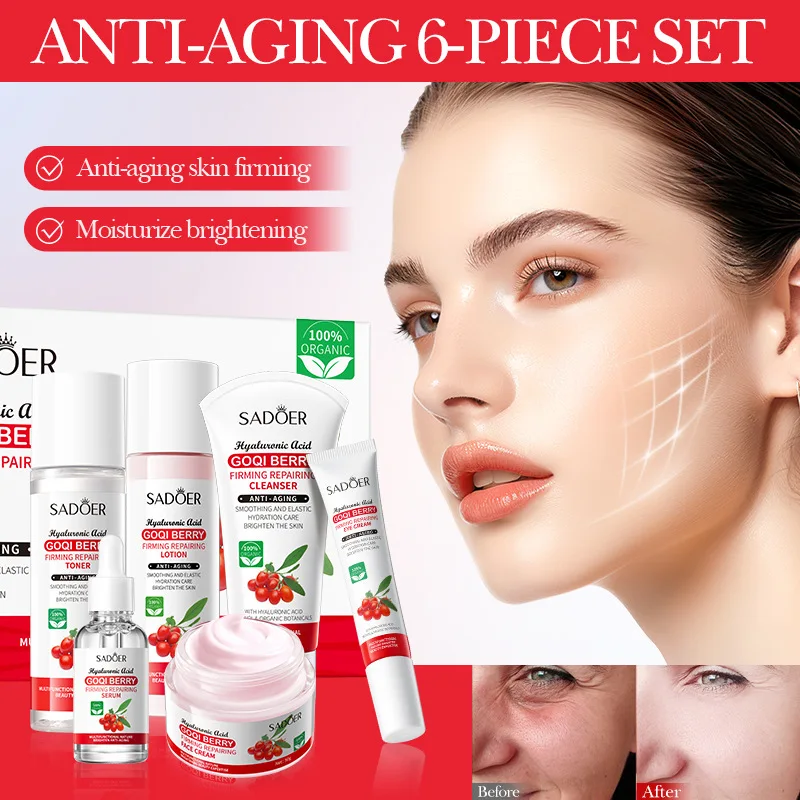 Goji Berry Face Skin Care Set Moisturizing Whitening Anti-aging WolfBerryes Serum Face Cream Chinese Skin Care Products Kit