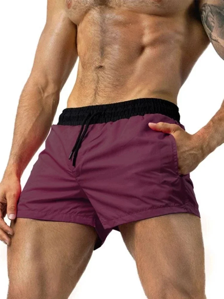 Calções de banho de secagem rápida para homens, shorts sexy de corrida, calções de praia, cuecas de banho, novo 2023