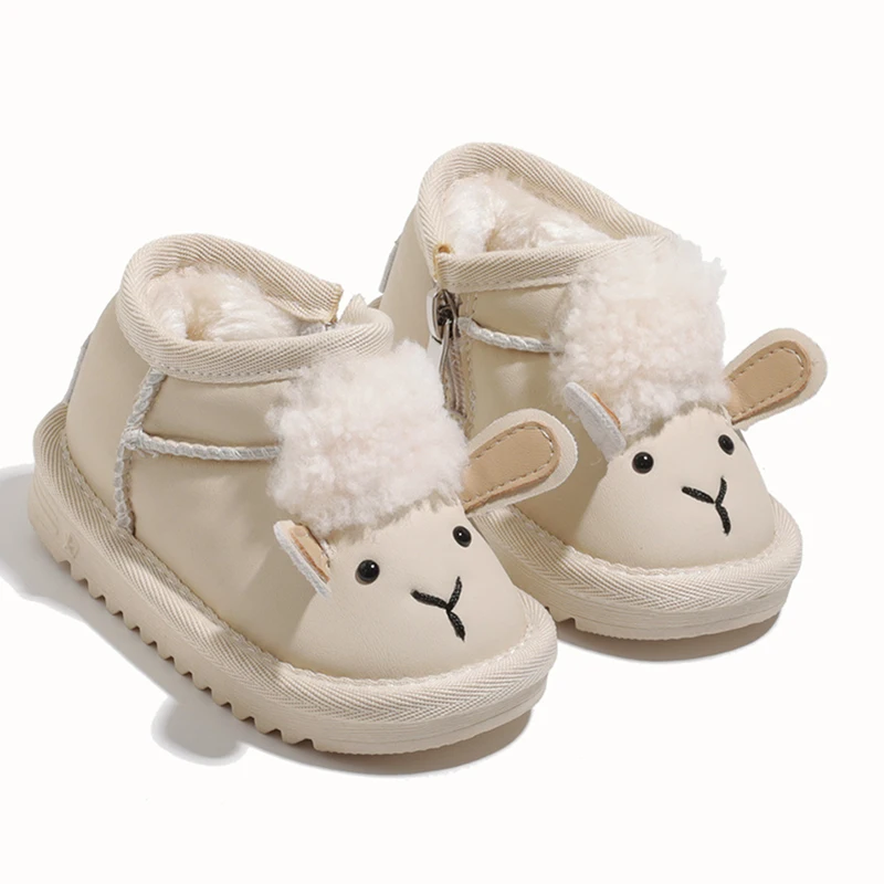 

2025 Winter Children's Warm Snow Boots New Fleece Lined Anti-slip Soft Sole Shoes Toddler Girls' Cotton Footwear for Baby Kids