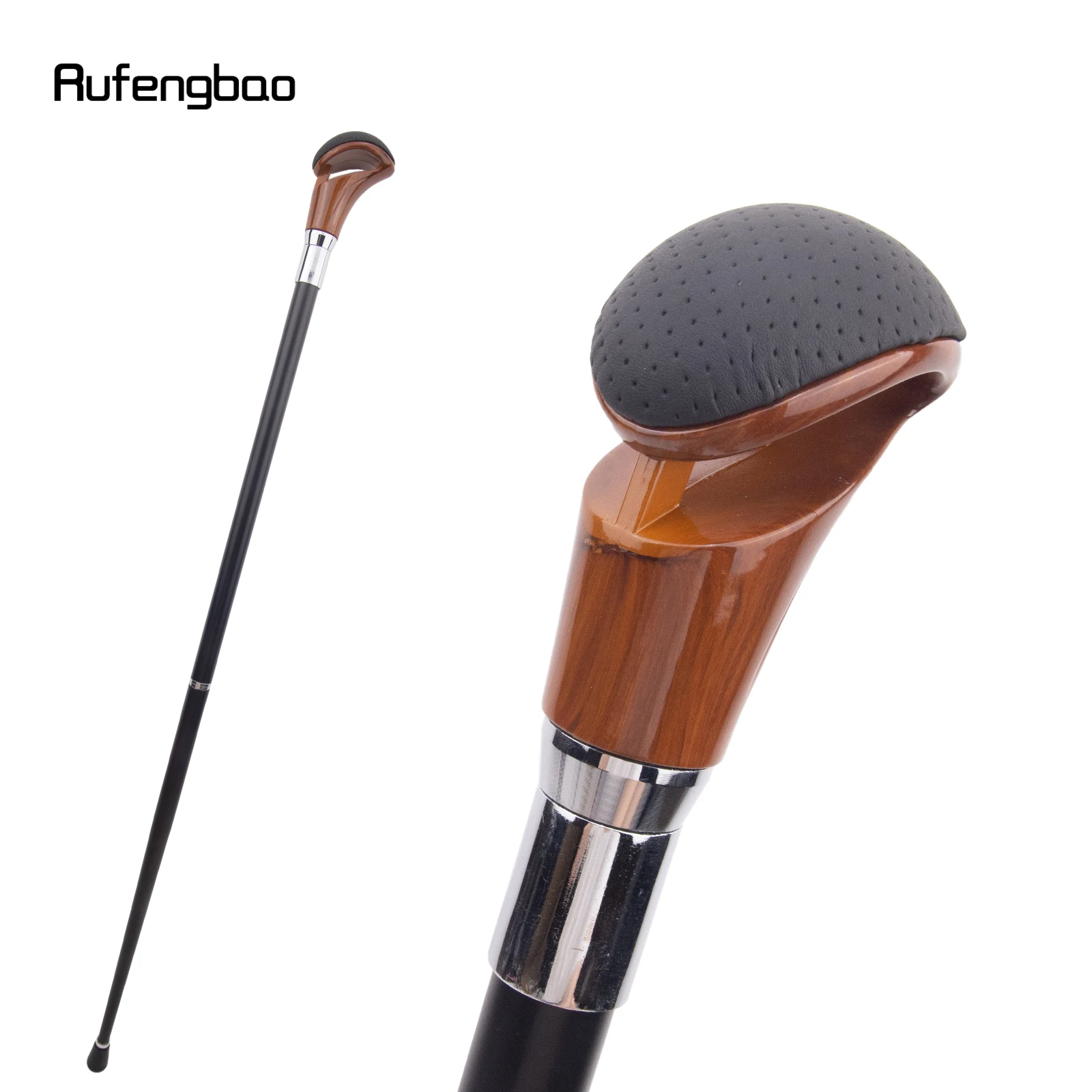 Red Black Leather Silver Walking Cane Fashion Decorative Walking Stick Gentleman Elegant Cosplay Cane Crosier 94cm