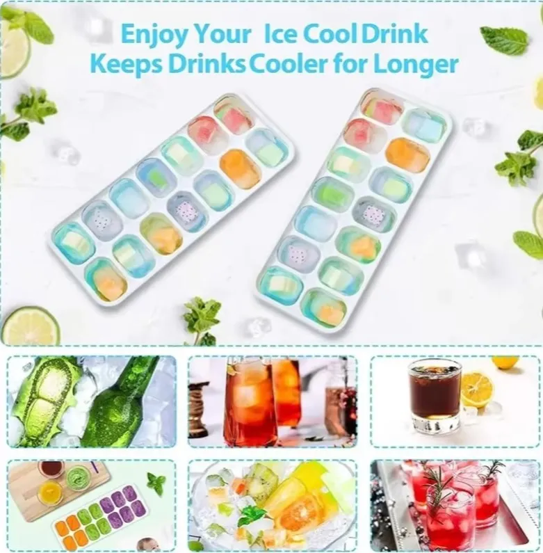 1 Pc Silicone Ice Cube Mold Easy-release Flexible Mold With Spill-resistant Removable Reusable Lidstackable Ice Tray With Cover