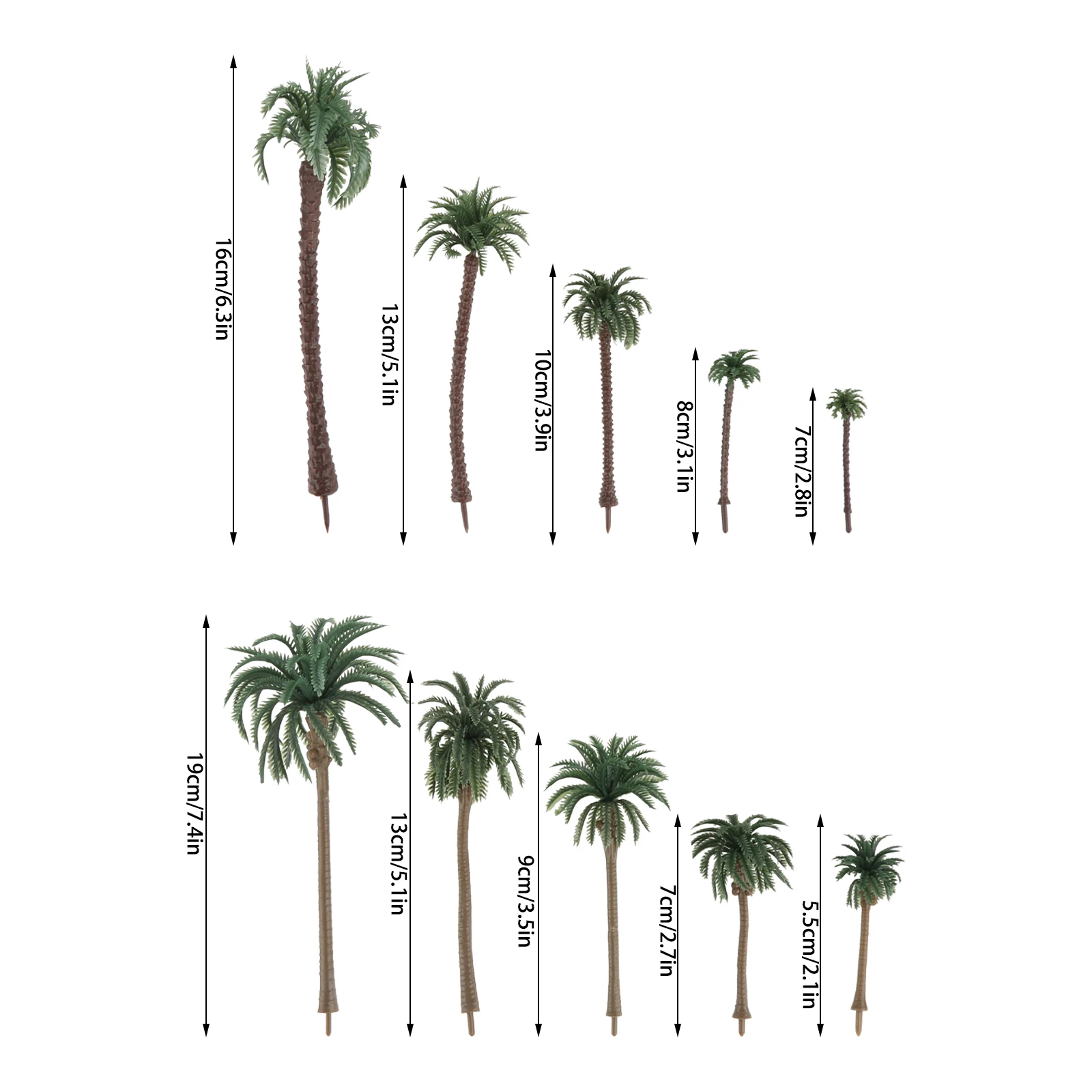 48 pçs modelo de plástico árvore layout floresta tropical trem palmeira verde modelo coqueiros para ao ar livre diy casa decoração do jardim