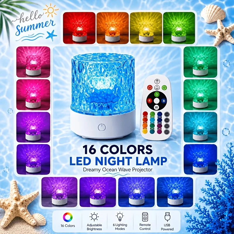 5-in-1 Projection Night Light 7 Color Changing Led Mood Lamp With Remote Control For Bedroom Decor Kids Nursery Gifts Women Girl