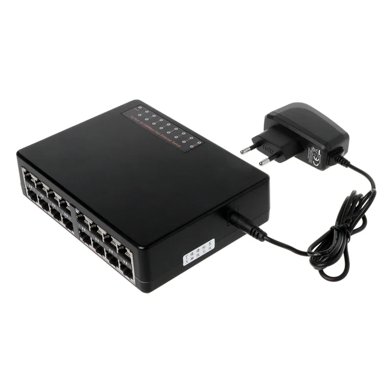 Switch 16 Ports, RJ45 Switch Splitter Selector, Metal for Shell Ethernet Switch 10/100Mbps F19E