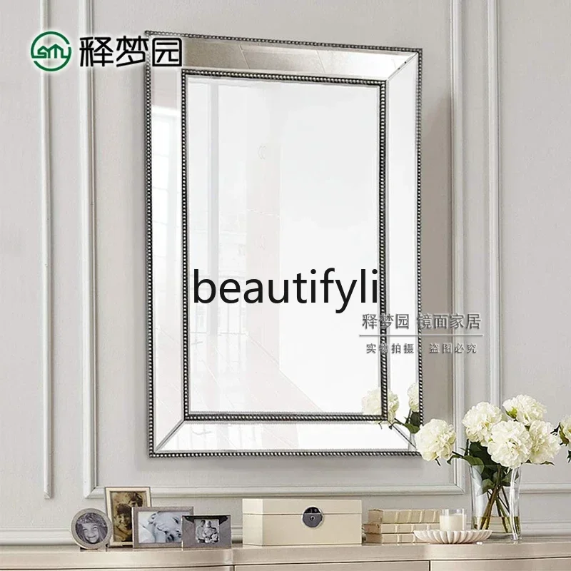 6239Neoclassical Decorative Mirror Entrance Background Wall Art Glass Wall-Mounted Mirror Makeup Mirror
