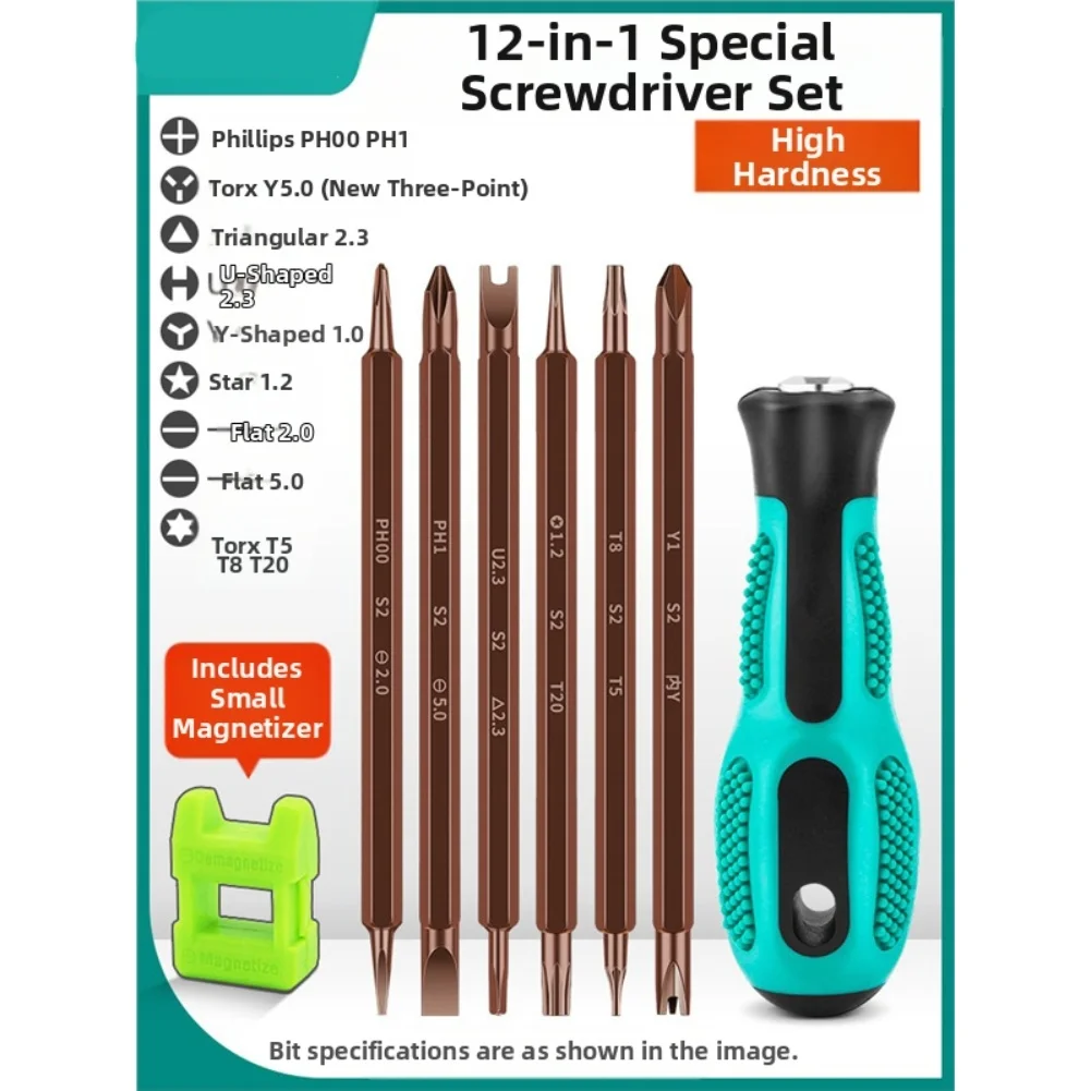 Green 17 In 1 Multi Function Screwdriver Set Ratchet Handle With Storage Bag For Phone Laptop Computer Maintenance Hand Tools