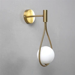 Modern Metal Glass Ball Wall Lamp Nordic Simple Wall Lamps for Living Room Bedroom Bedside Aisle Corridor Staircase Wall Lights