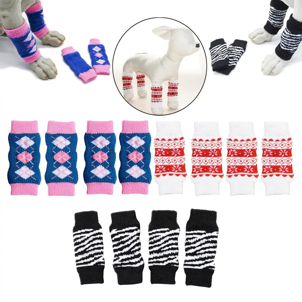 4Pcs/Set Dog Leg Socks Leg Warmers Protector, Puppy Legs Brace Wraps