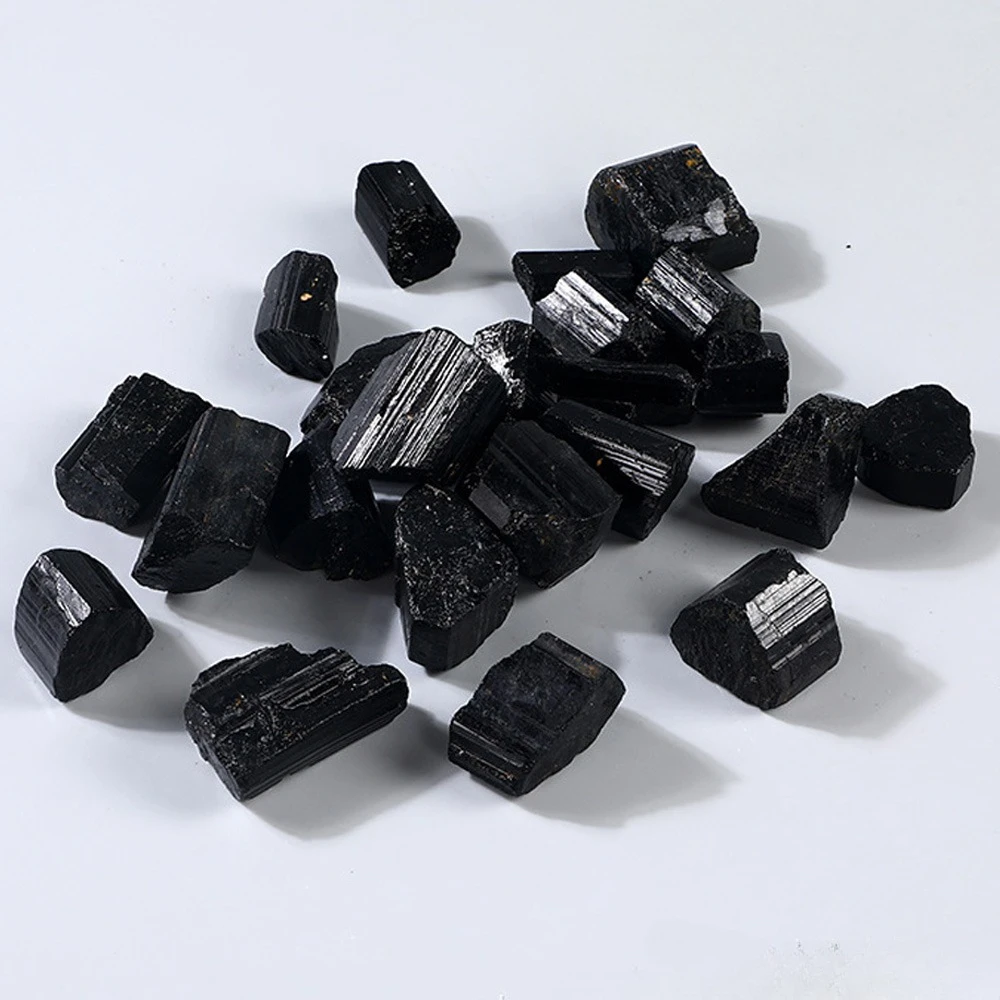 Cristales curativos de piedra cruda Irregular de turmalina negra Natural para envolver cables cultivados, decoración de meditación Wicca Reiki