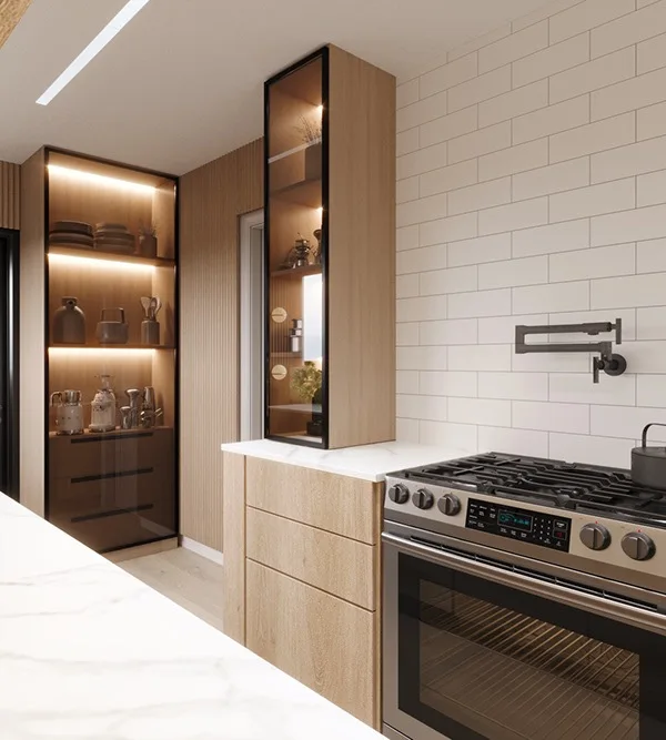 TLF Reserve  Hot Sale  Modular Kitchen Cabinets Melamine Board Stainless High Quality Complete Cuisine Sets Apartment Use